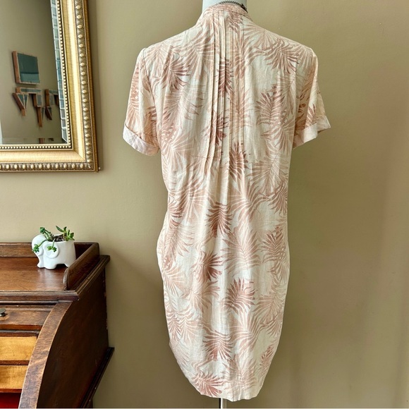 Faherty Linen Gemina Shift Dress Blue Blush Pink Palm Print Short Sleeve Size S - Picture 10 of 16
